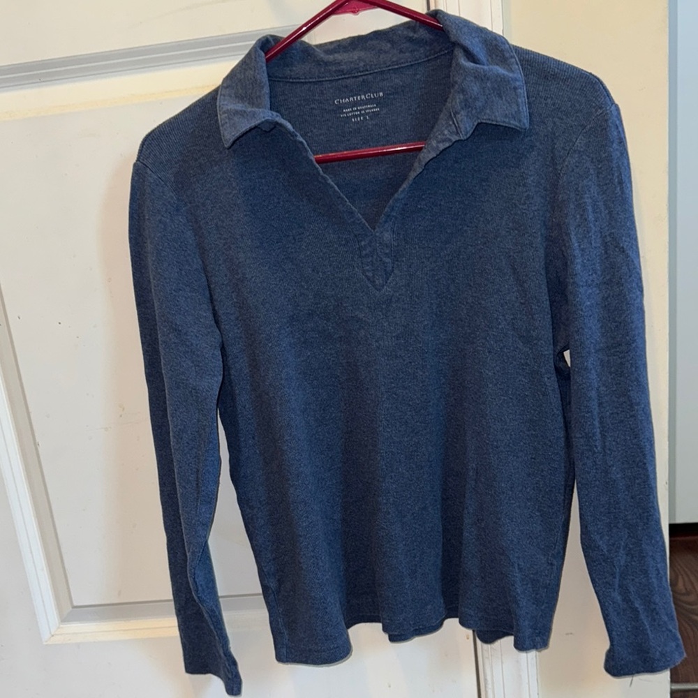 Charter Club Blue Long Sleeve Top